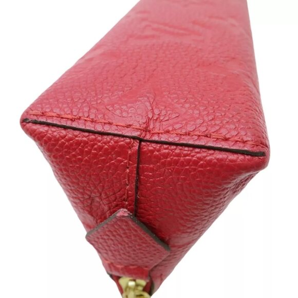 LOUIS VUITTON Pochette Cosmetic Pouch Red Leather - Picture 10 of 12